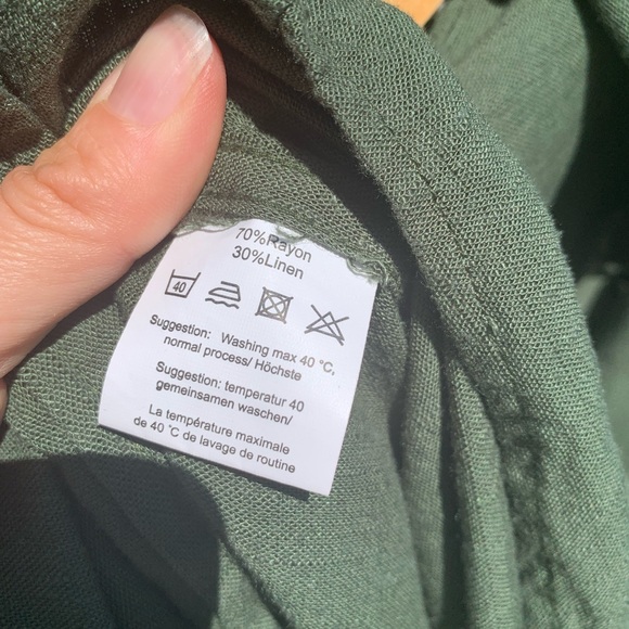 CooFandy Men's Rayon Linen button down green Shirt - Picture 6 of 9